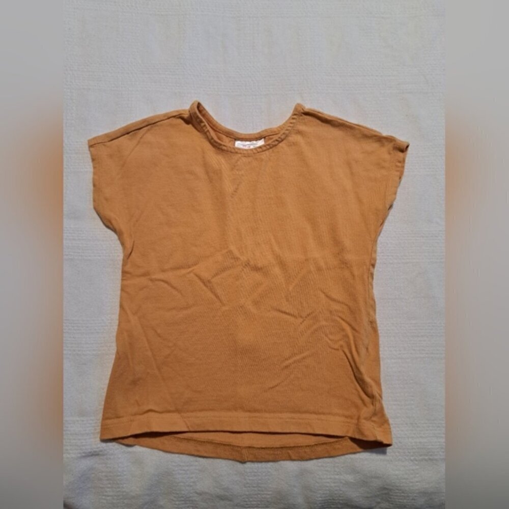Hanna Andersson girls size 5 mustard yellow short sleeve shirt VGUC